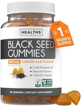 Gummies Healths Harmony huile de nigelle saveur gingembre, vue de face