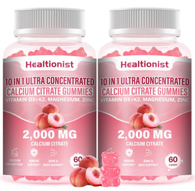 Gummies Healtionist calcium citrate 2000mg vue avant avec emballage