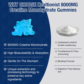 Gummies Healtionist créatine HMB monohydrate 8000MG avec étiquette