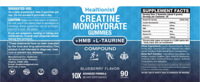 Gummies Healtionist créatine HMB monohydrate 8000MG en arrière-plan naturel