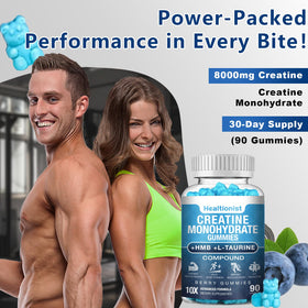 Gummies Healtionist créatine HMB monohydrate 8000MG en gros plan