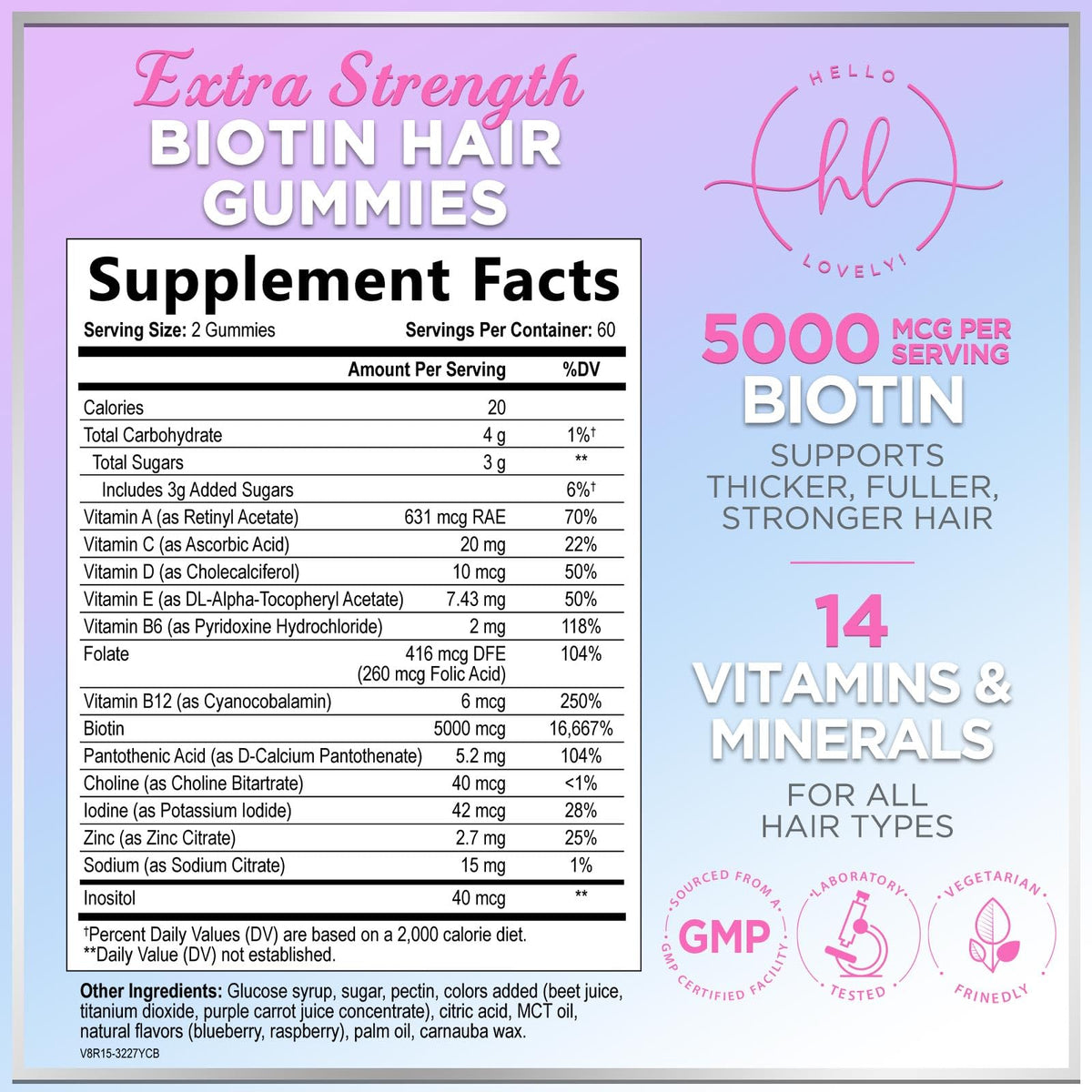 Gummies Hello Lovely! avec 5000 mcg de Biotine - packaging