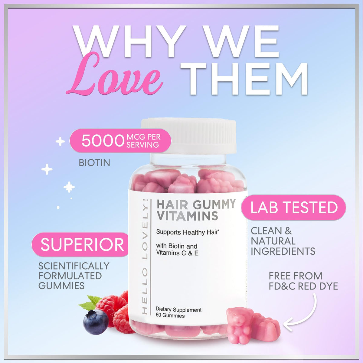 Gummies Hello Lovely! pour cheveux, gros plan sur les gummies