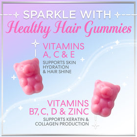 Gummies Hello Lovely! pour cheveux, pot sur fond coloré
