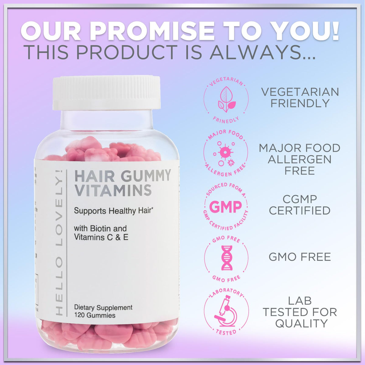 Gummies Hello Lovely! - vue latérale avec informations nutritionnelles