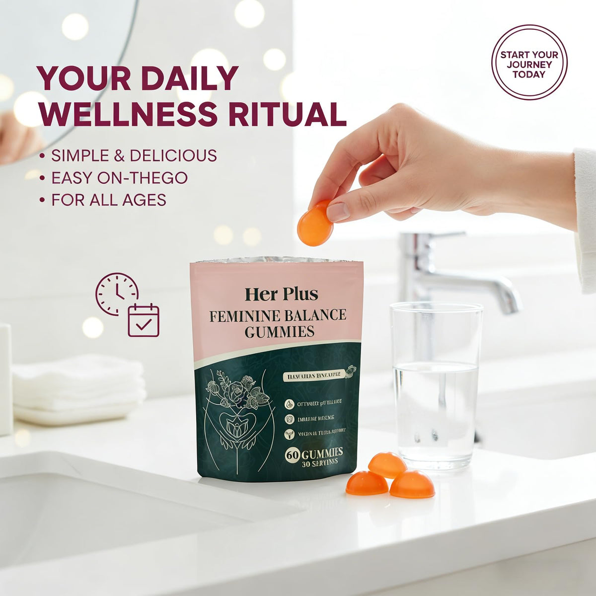 Gummies Her Plus Nutrition, affichage de la portion quotidienne