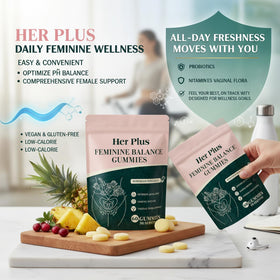 Gummies Her Plus Nutrition, présentation sur une table