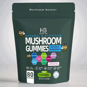 Gummies Herbal Bee à l'Ashwagandha et champignons, pot de 80 unités