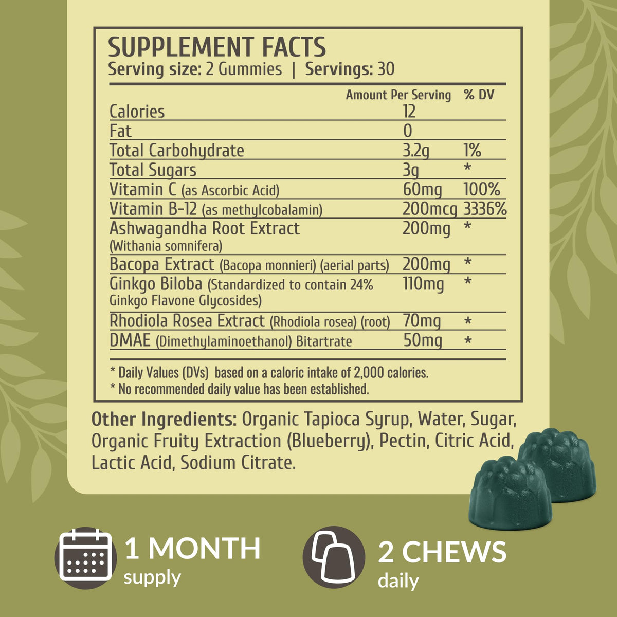 Gummies HERBAMAMA avec Ginkgo Biloba et Ashwagandha