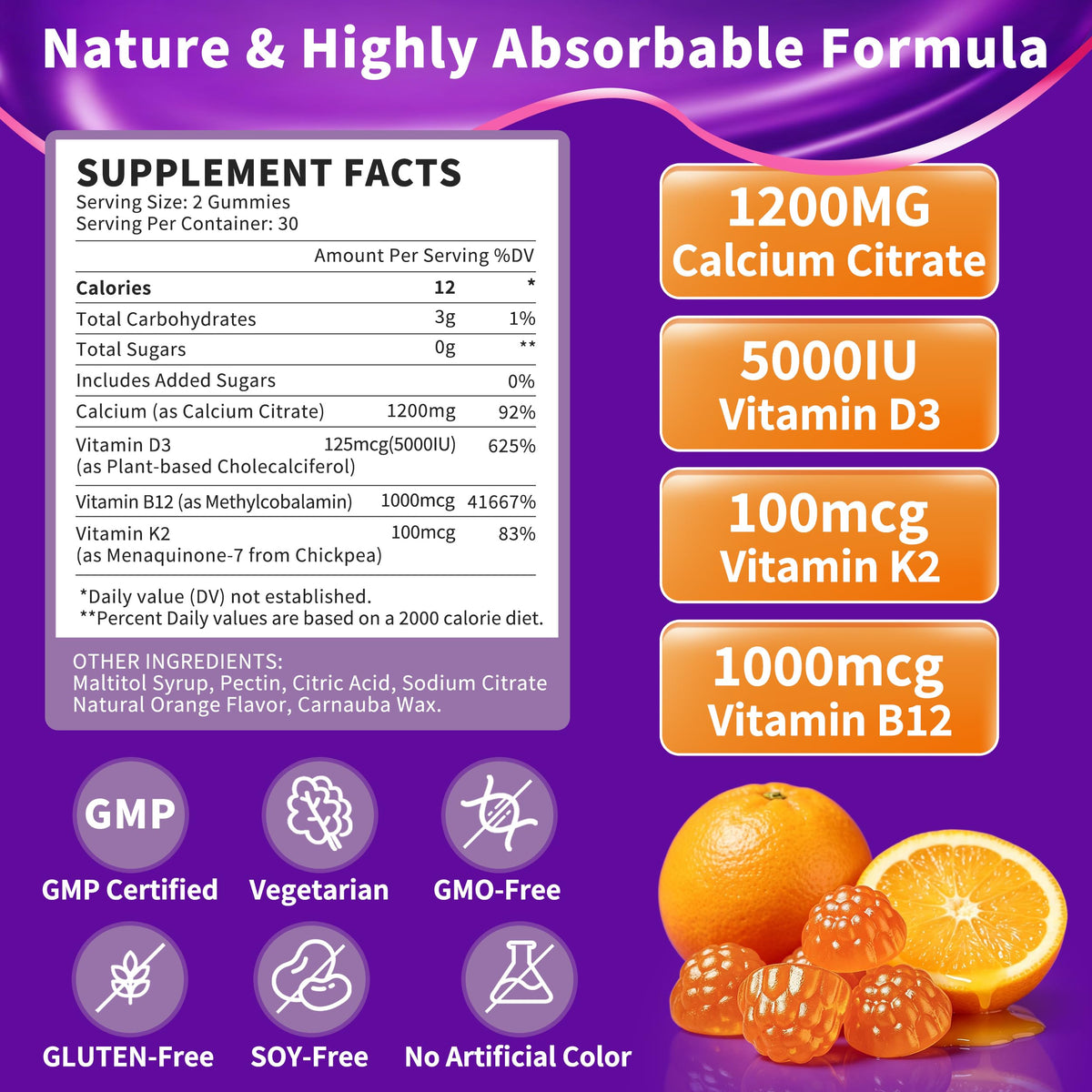 Gummies Herbance Calcium Citrate 1200mg en gros plan