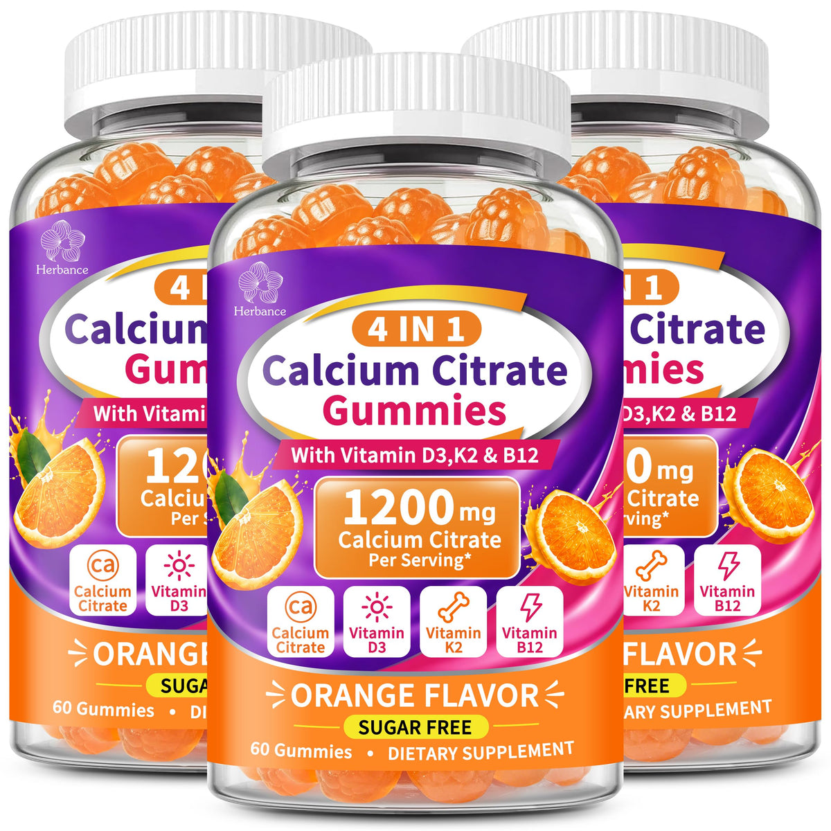 Gummies Herbance Calcium Citrate 1200mg orange devant