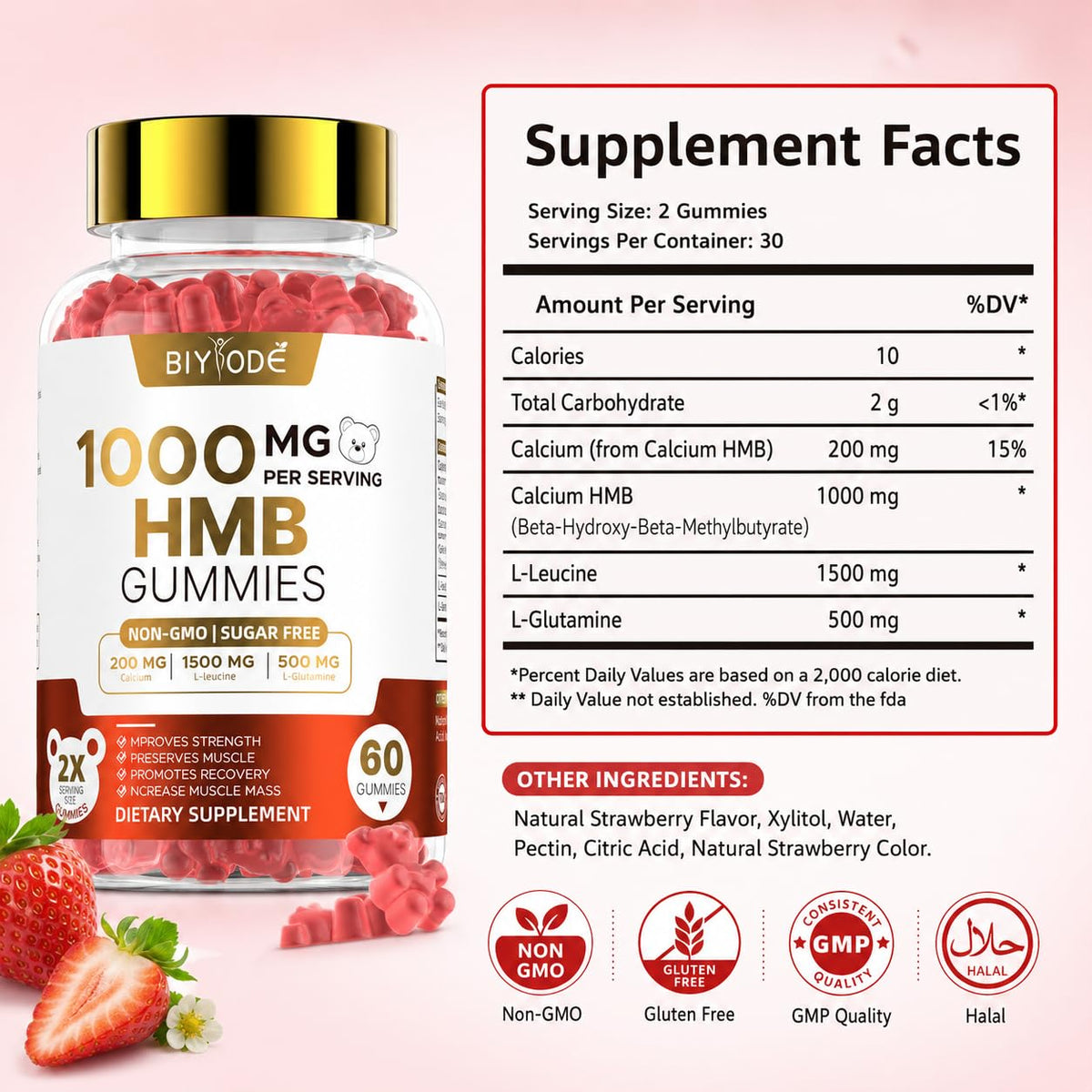 Gummies HMB BIYODE sur une table, ambiance sportive