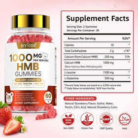 Gummies HMB BIYODE sur une table, ambiance sportive