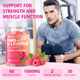 Gummies HMB et L-Leucine MEENCCD, goût framboise, présentation