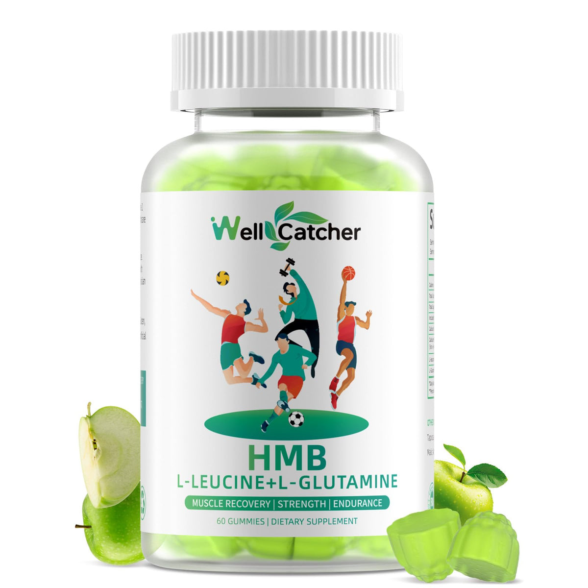 Gummies HMB Wellcatcher saveur pomme verte en pot