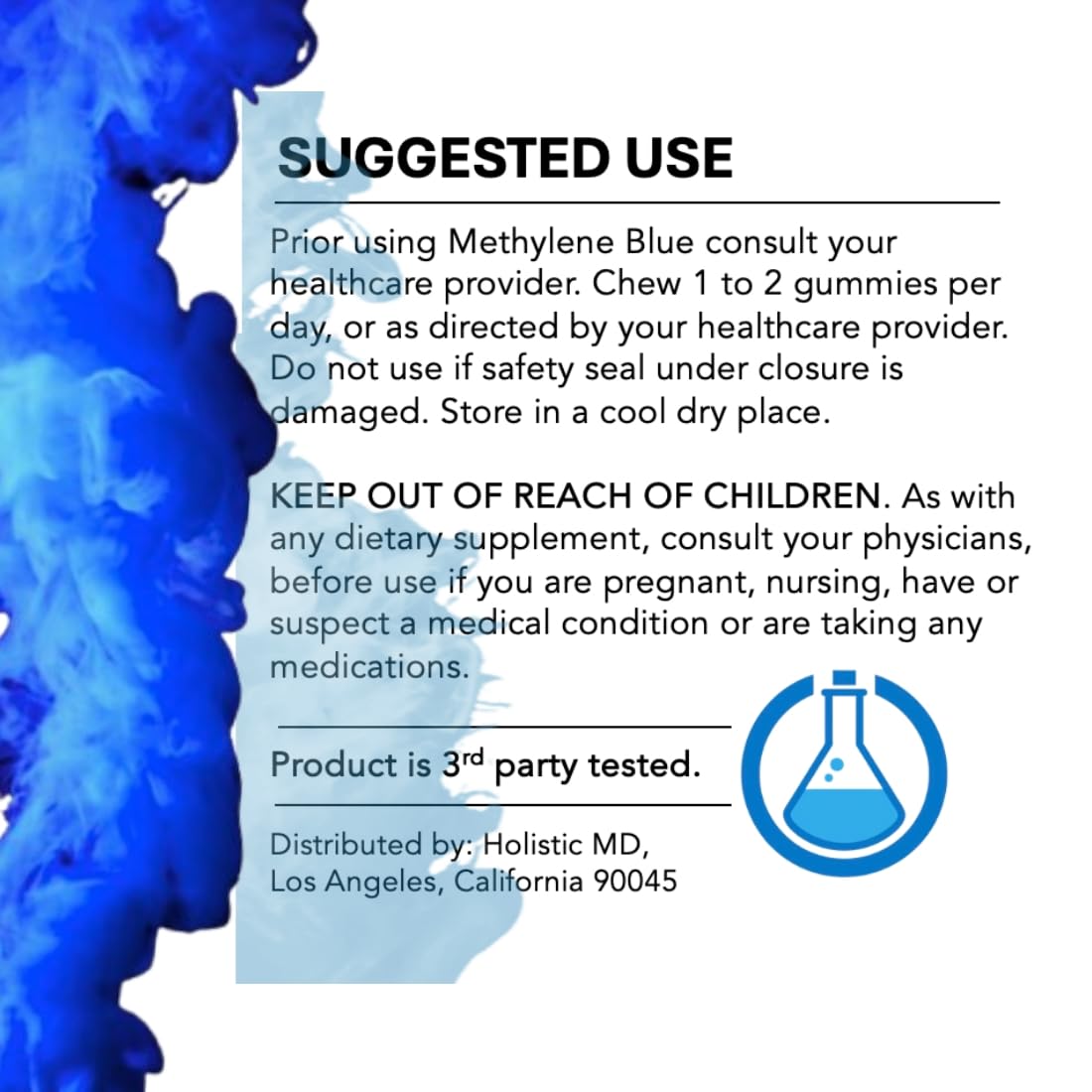 Gummies Holistic MD Methylene Blue exposés sur une table