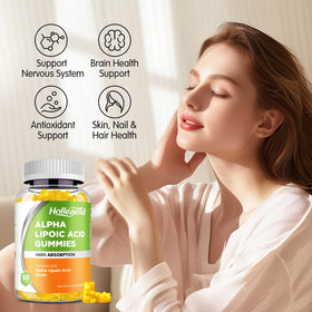 Gummies HOLLEGEND sur une surface en bois avec des fruits
