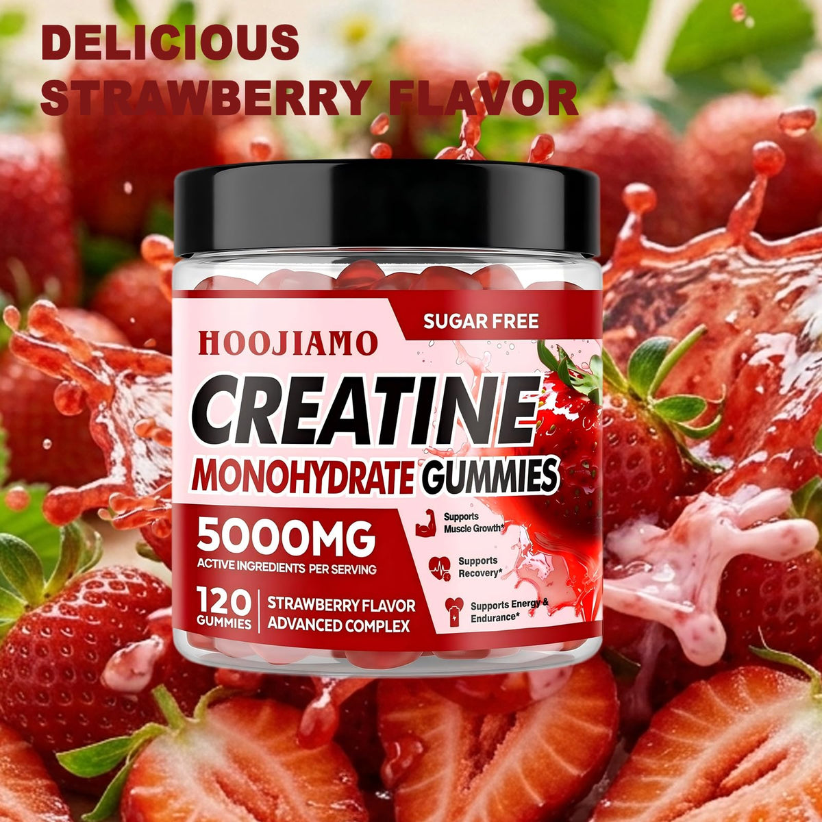 Gummies HOOJIAMO créatine monohydrate 5000mg en vue de près