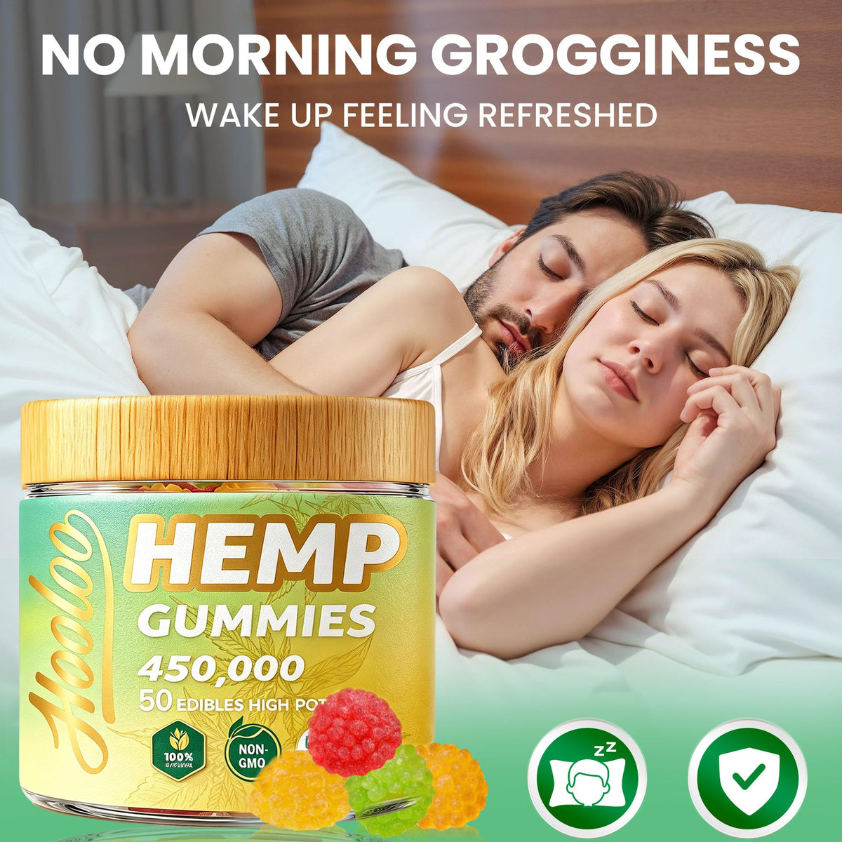 Gummies HOOLOO Chanvre 450 000 avec une cuillère en bois