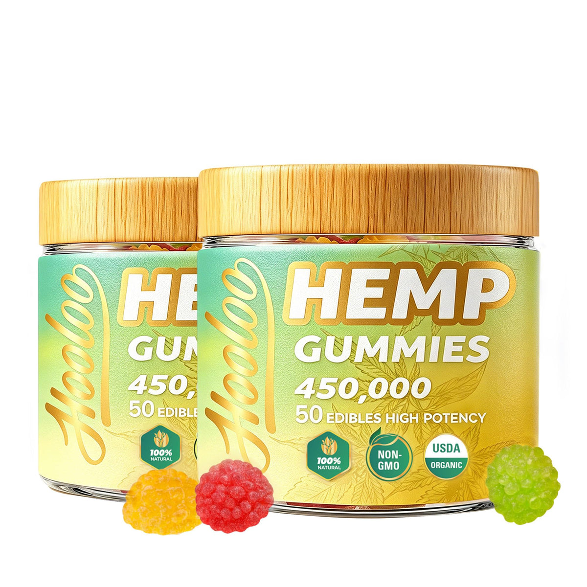 Gummies HOOLOO Chanvre 450 000 vue de face avec emballage