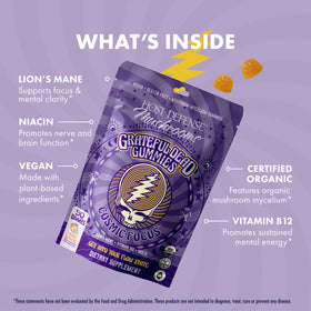 Gummies Host Defense dans un bol avec des champignons