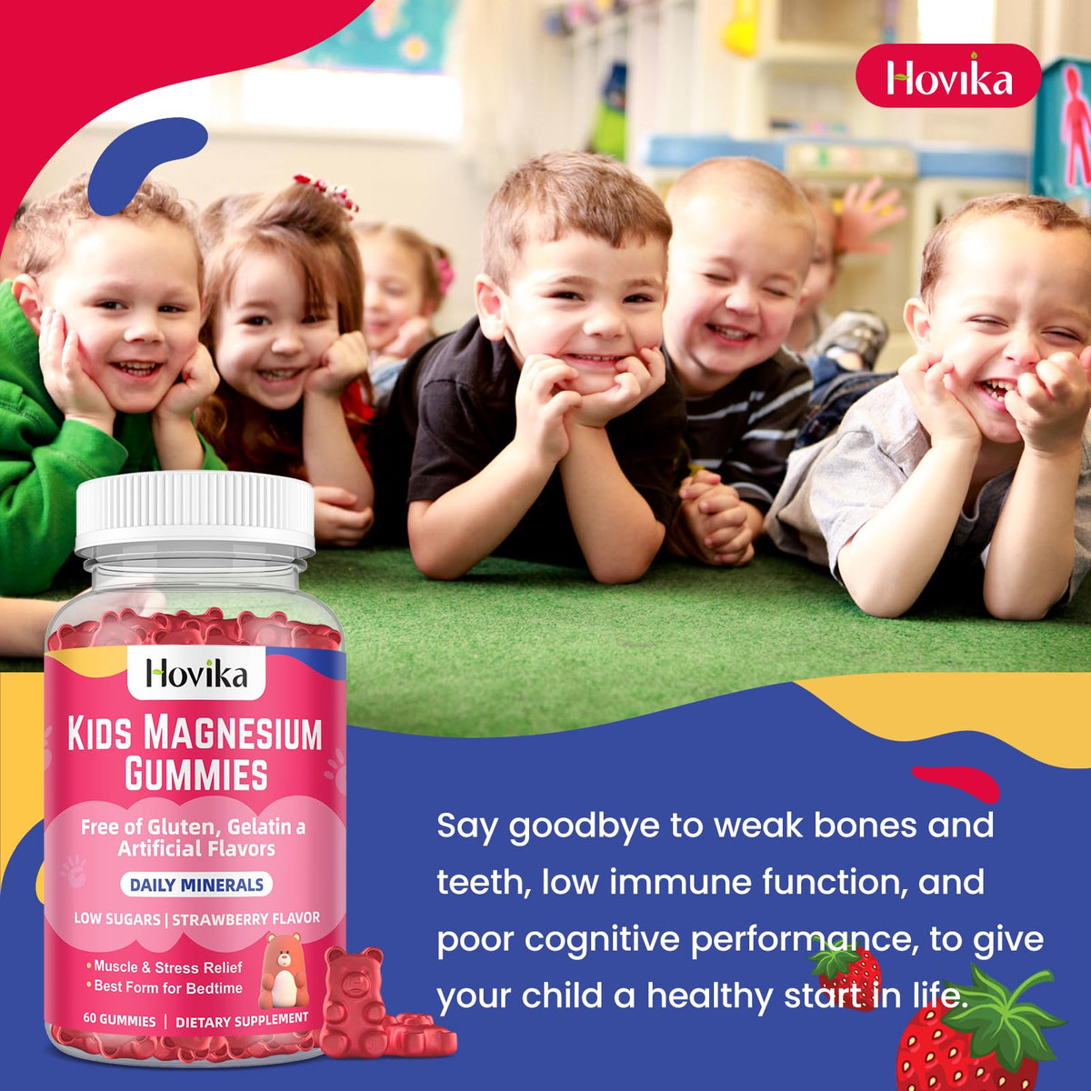 Gummies Hovika à côté d'un enfant souriant