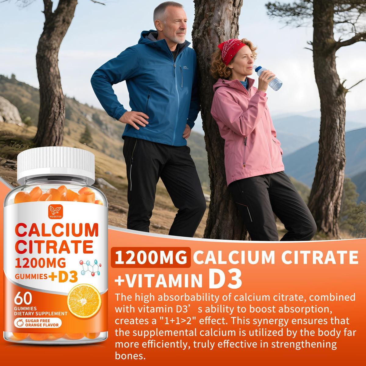 Gummies Hudetex au calcium citrate, vue arrière