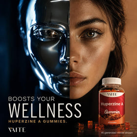 Gummies Huperzine A de VAITE en gros plan sur un fond coloré