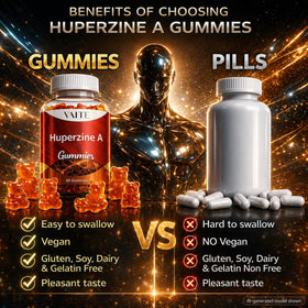 Gummies Huperzine A de VAITE sur une assiette avec des fruits