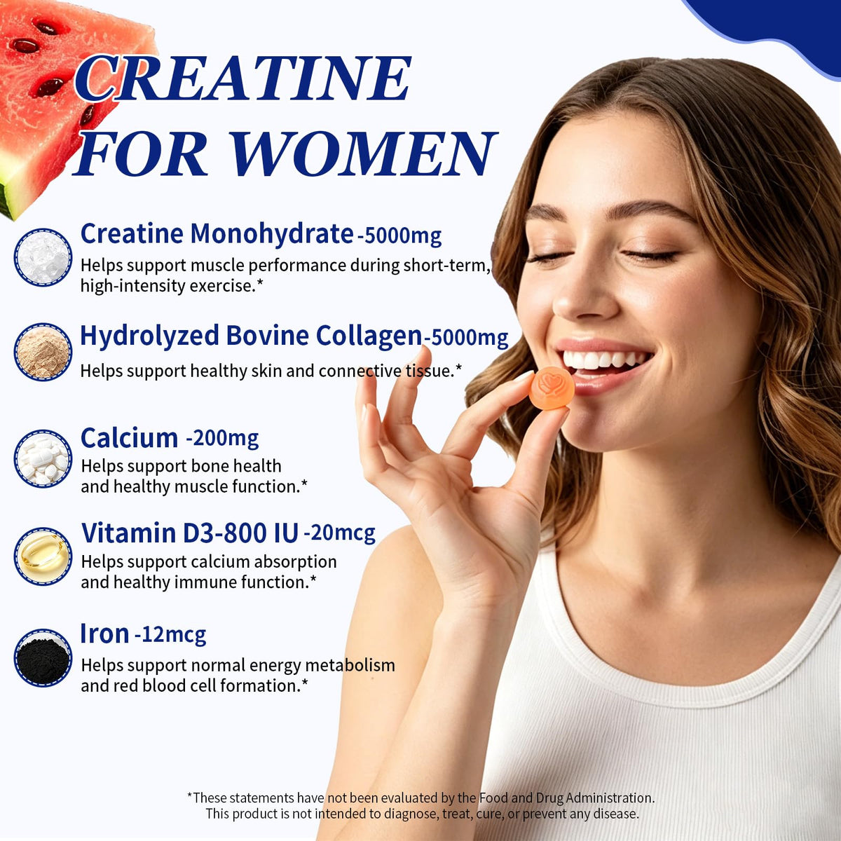 Gummies HUXINSK à la pastèque sur une surface blanche
