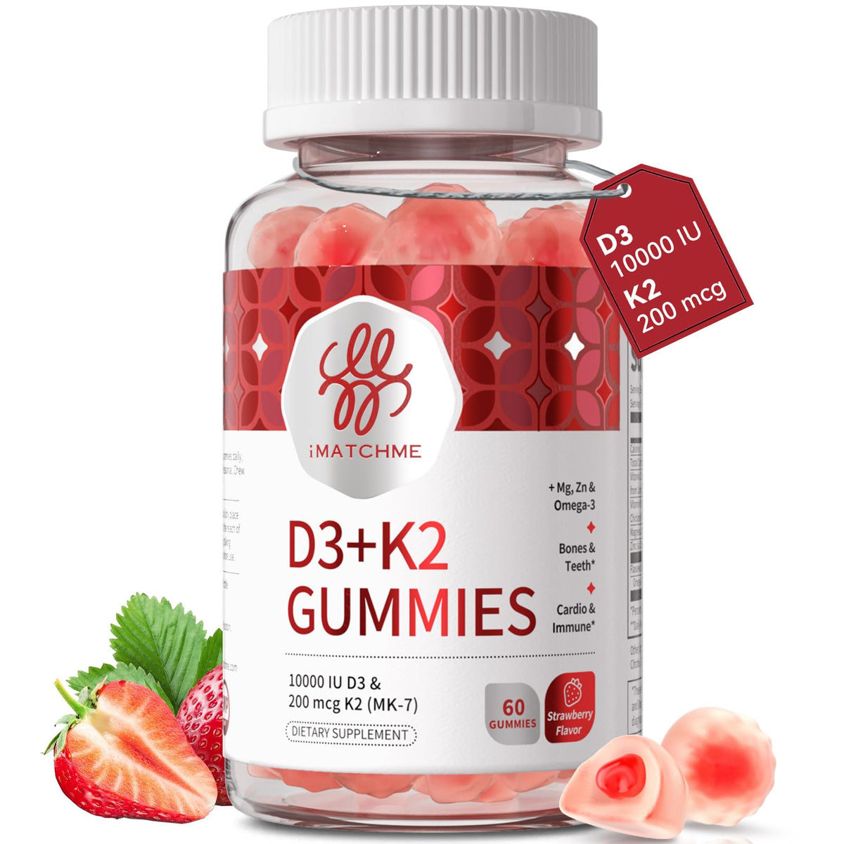 Gummies iMATCHME D3 K2 10000 UI, vue avant du pot