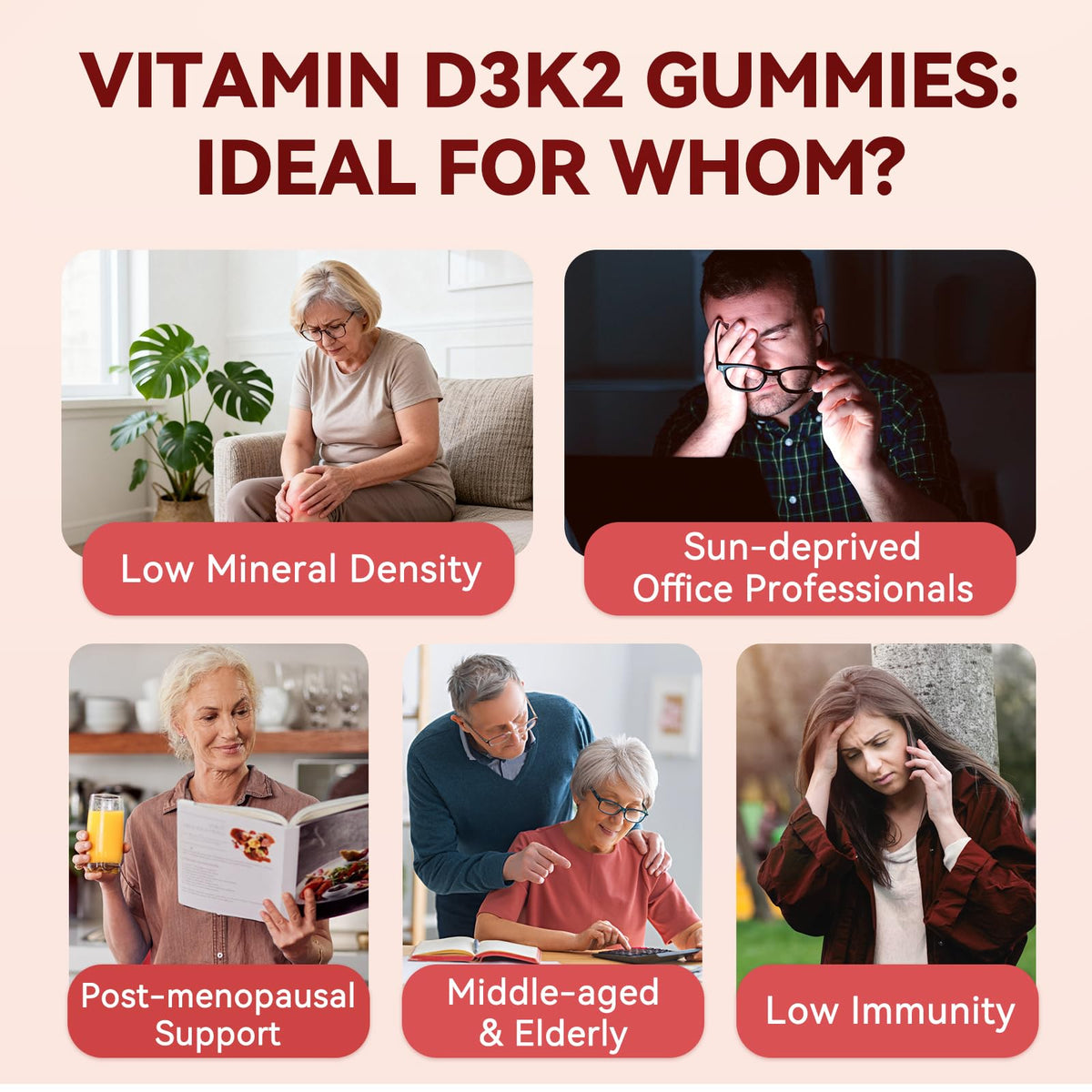 Gummies iMATCHME D3 K2, présentation des gummies sur une table