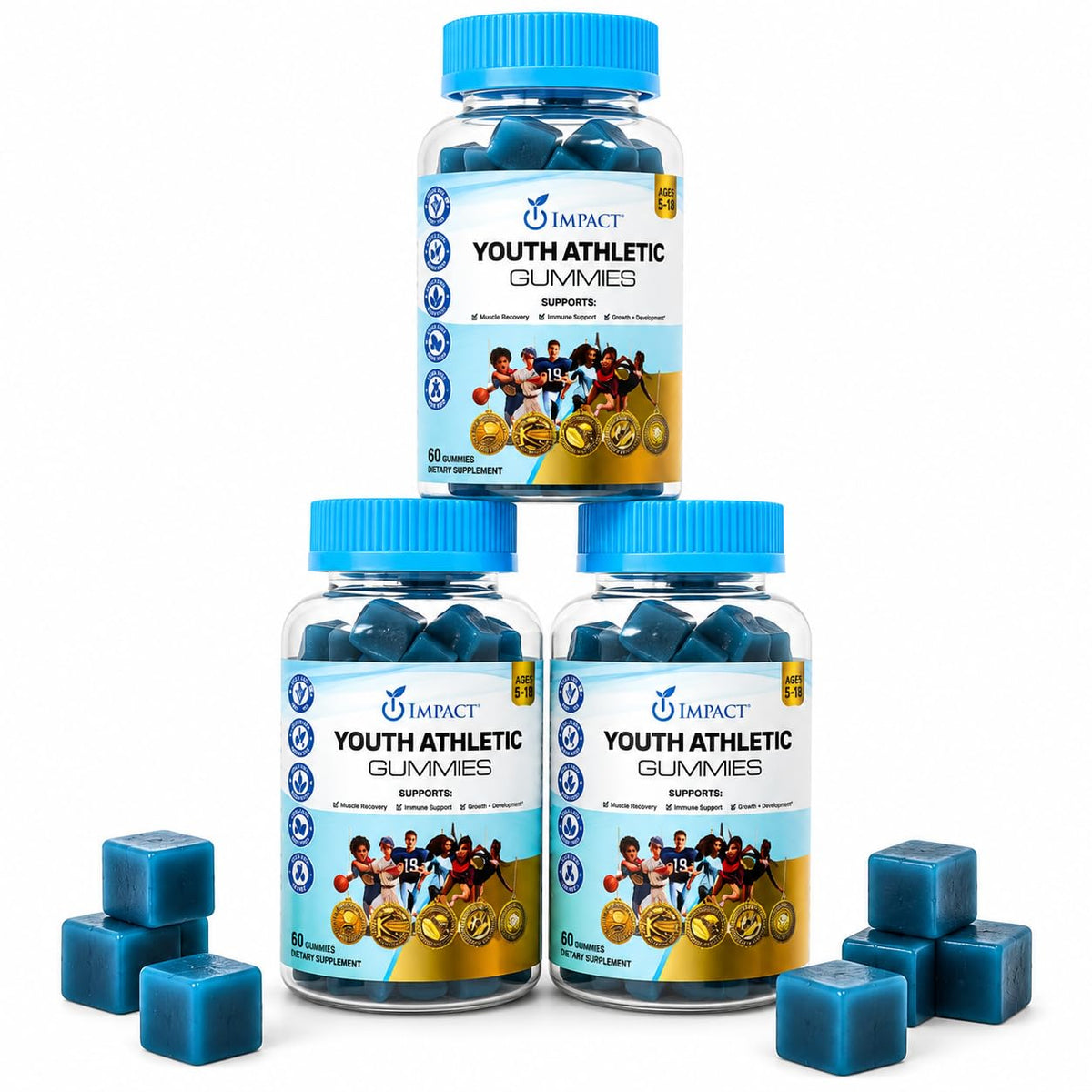 Gummies IMPACT, vue de côté montrant la texture moelleuse