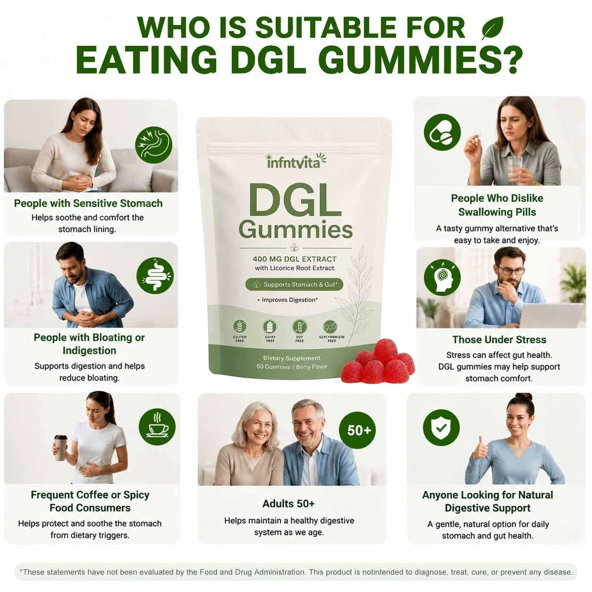 Gummies INFNTVITA à la racine de réglisse DGL, saveur baies