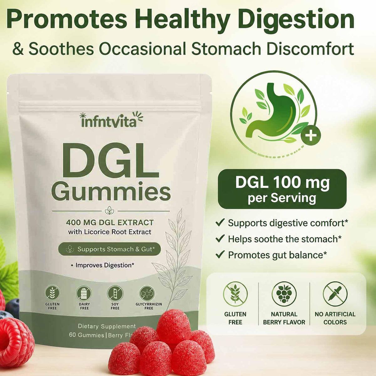 Gummies INFNTVITA avec étiquette, 400mg par portion