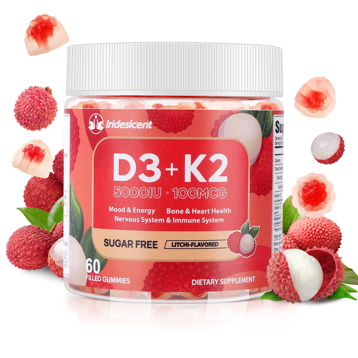 Gummies IRIDESICENT D3 K2 5000 IU flacon de 60 pièces