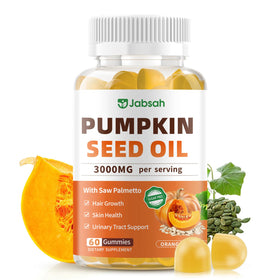 Gummies Jabsah huile de pépin de citrouille et saw palmetto, vue avant du produit