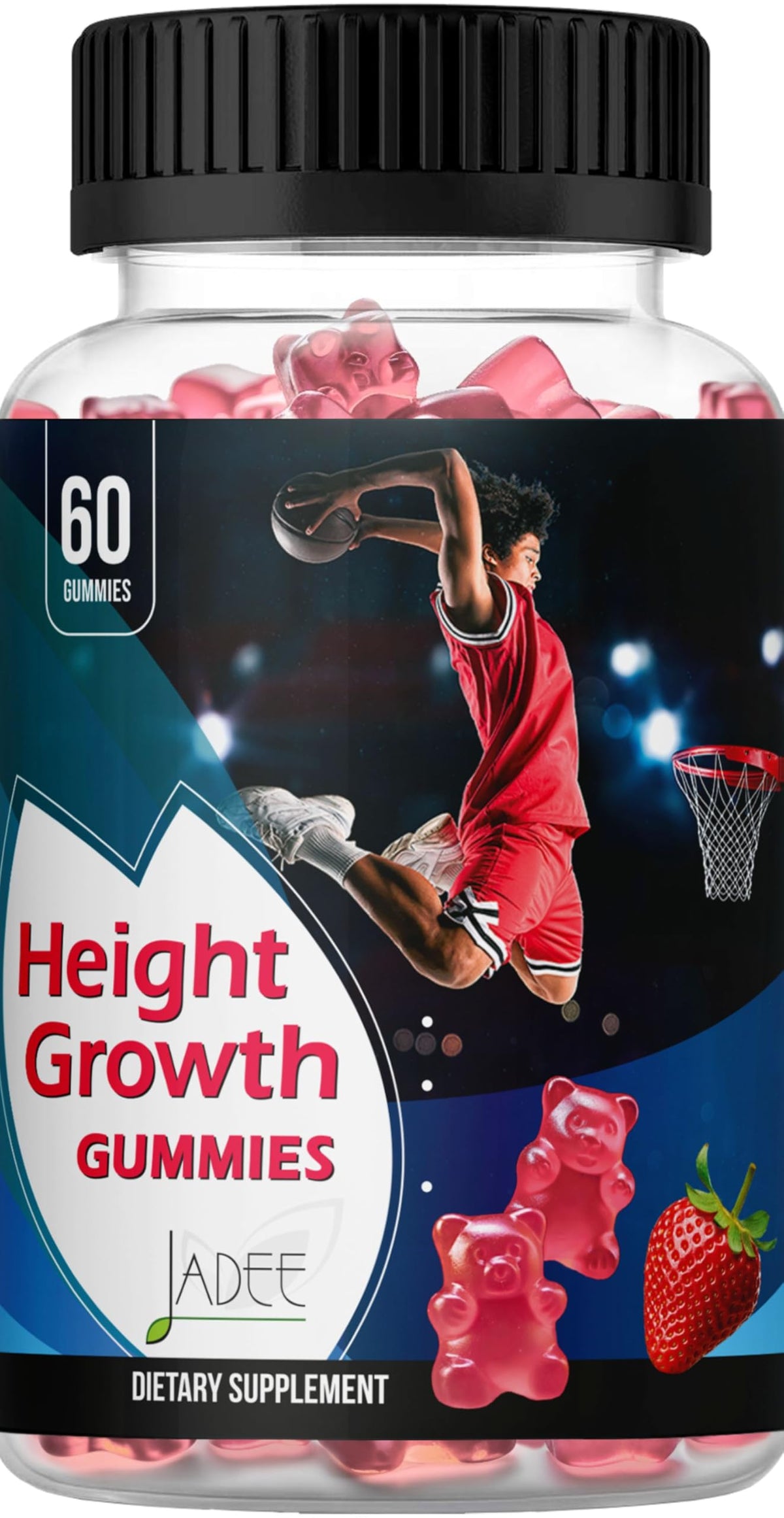 Gummies Jadee croissance pour enfants, pot de 231g avec étiquette