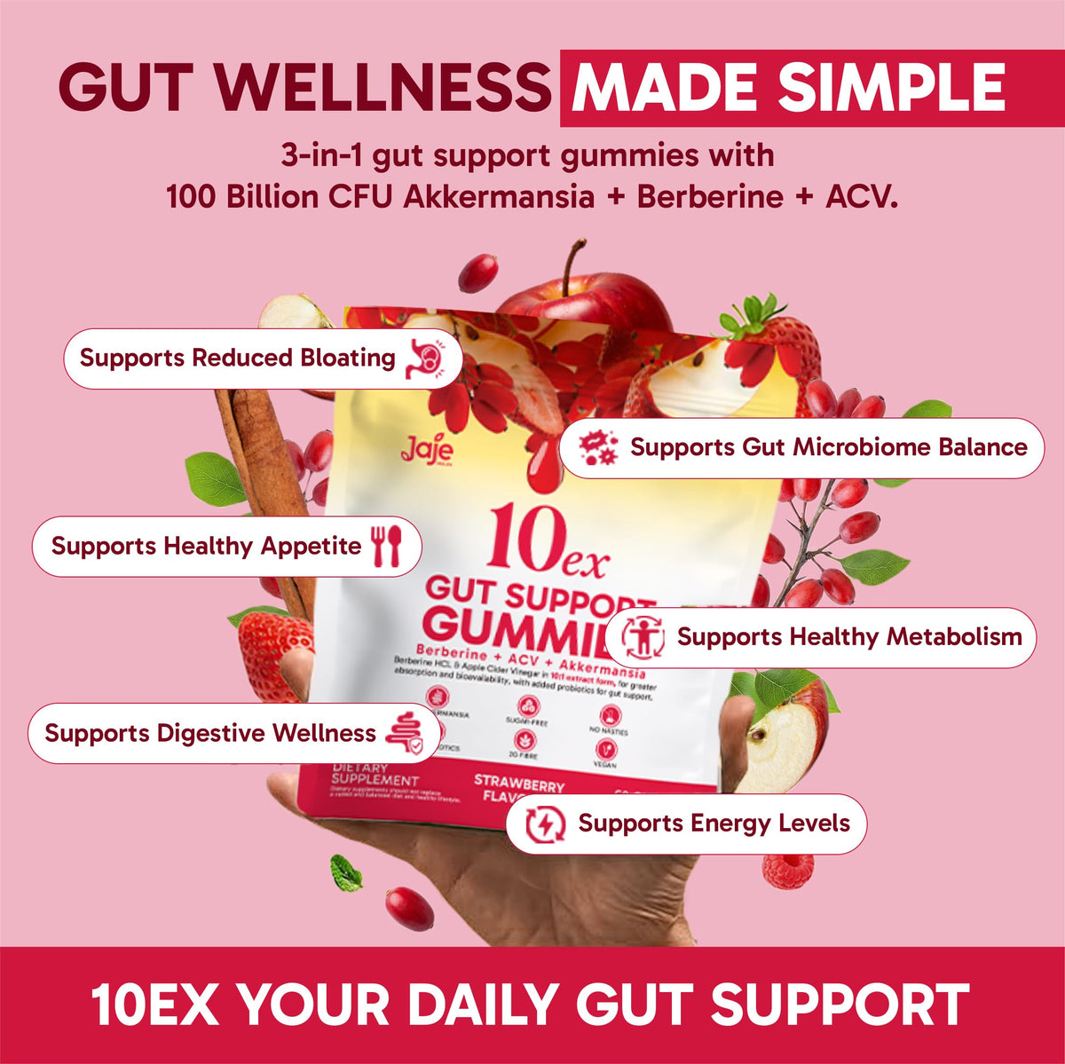 Gummies Jaje Health 10ex Berbérine 800mg sur une table