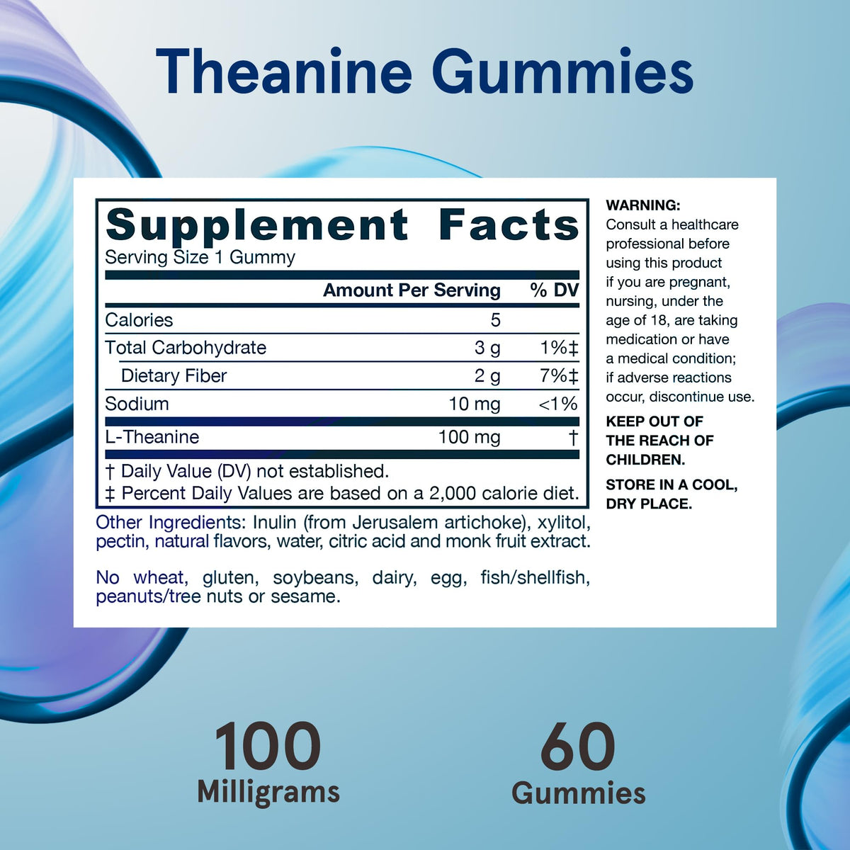 Gummies Jarrow Formulas Theanine 100 mg à côté d'une assiette