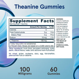Gummies Jarrow Formulas Theanine 100 mg à côté d'une assiette