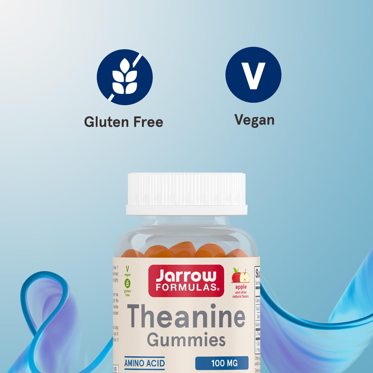 Gummies Jarrow Formulas Theanine 100 mg avec étiquette en détail