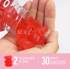 Gummies Jiaoming avec une main montrant leur taille