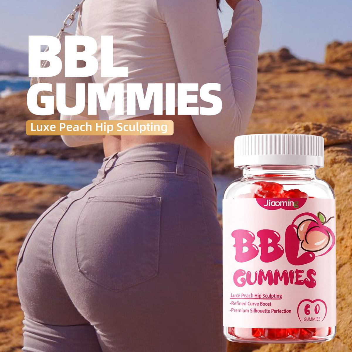 Gummies Jiaoming vue de côté avec étiquetage clair