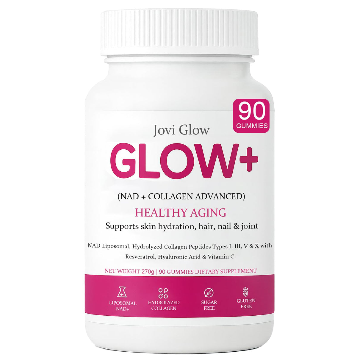 Gummies Jovi Glow au collagène et NAD+ en vue de face