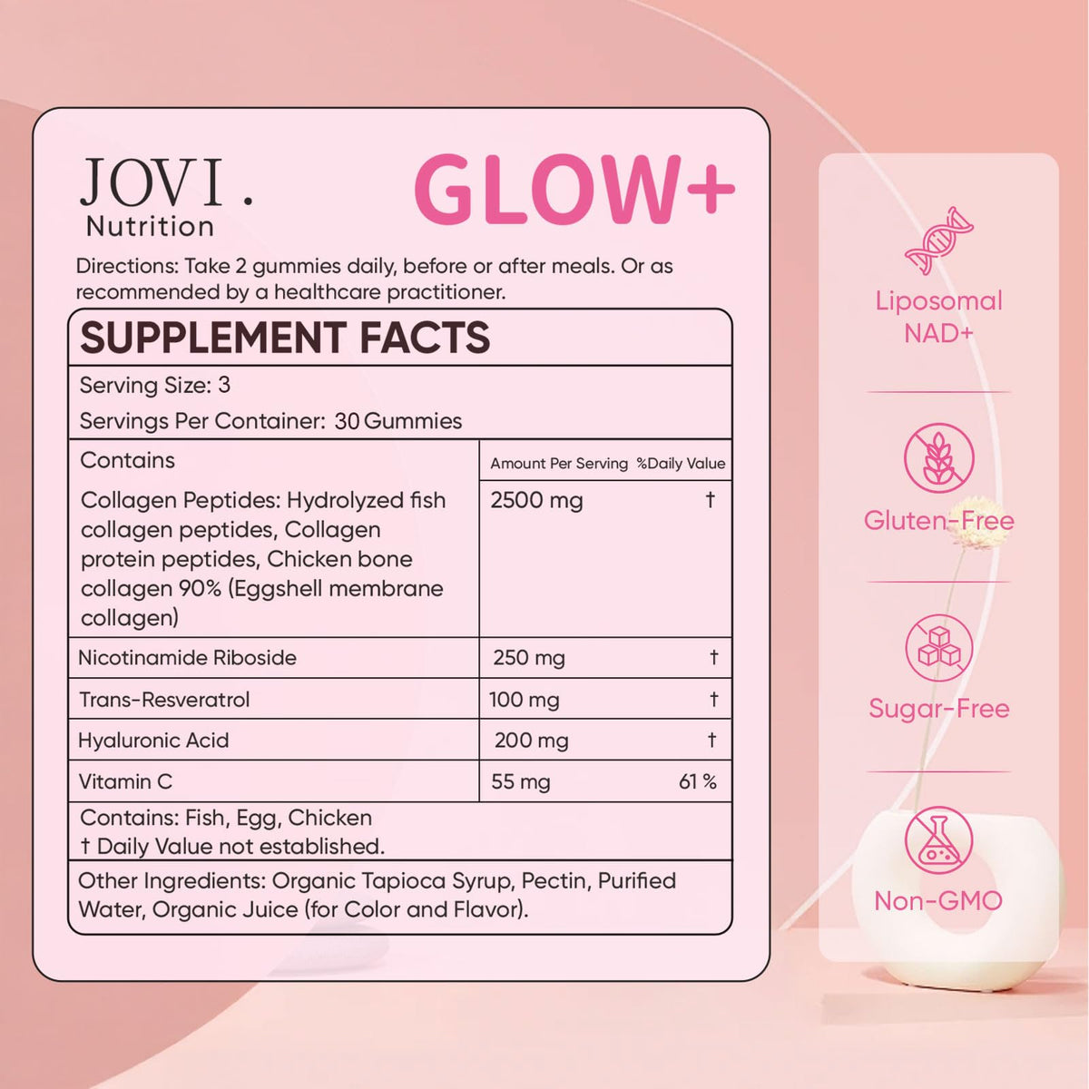 Gummies Jovi Glow+ ouvertes montrant la texture des gummies