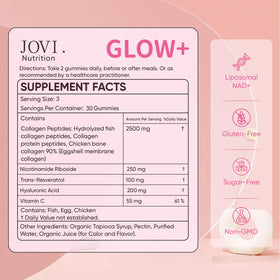 Gummies Jovi Glow+ ouvertes montrant la texture des gummies