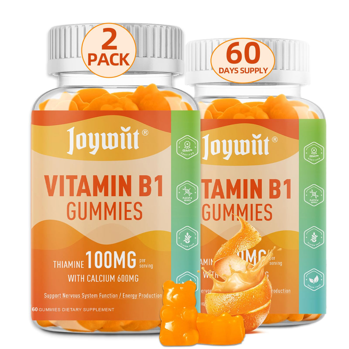 Gummies Joywiit de Vitamine B1 100mg, pot de 120 gummies