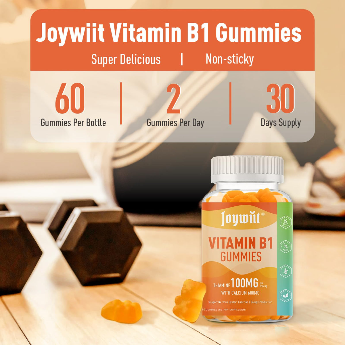 Gummies Joywiit de Vitamine B1 100mg, présentation des gummies