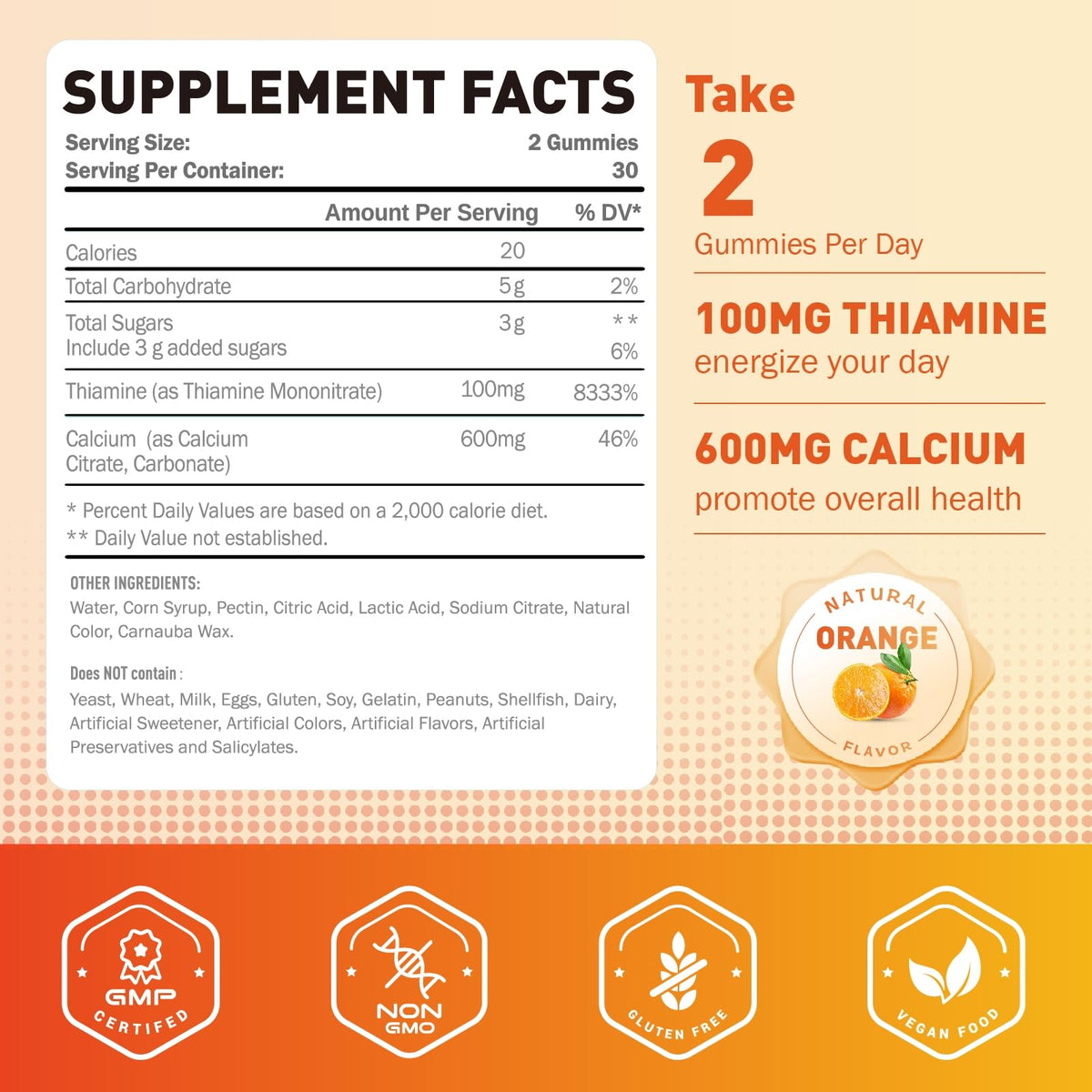 Gummies Joywiit de Vitamine B1 100mg, vue de côté